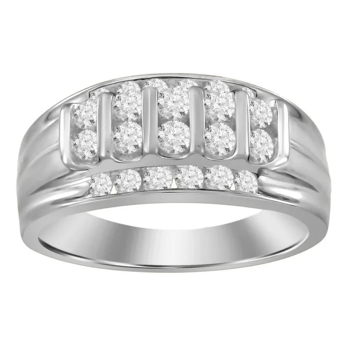 AV Rings MENS BAND 100CT ROUND DIAMOND 10K WHITE GOLD
