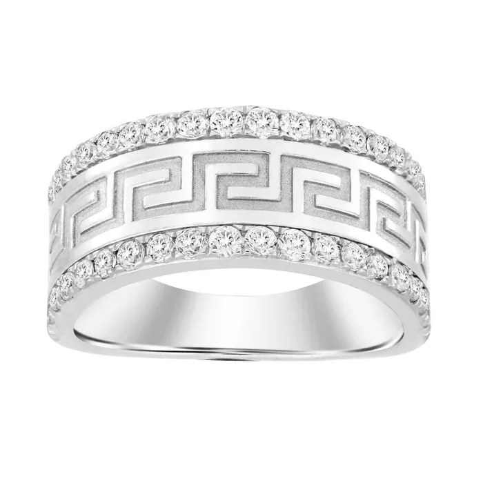 AV Rings MENS BAND 100CT ROUND DIAMOND 14K WHITE GOLD SI QUALITY