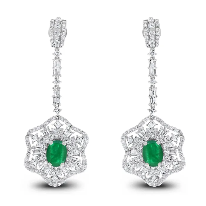 Beauvince Earrings Jessica Diamond Emerald Earrings 831 ct Emeralds Diamonds in White Gold Beauvince Earrings Jessica Diamond Emerald Earrings 831 ct Emeralds Diamonds in White Gold