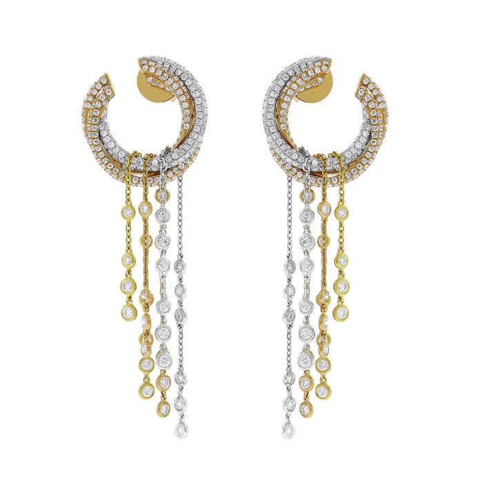 Beauvince Earrings Rain Sun Chandelier Earrings 425 ct Diamonds in Gold