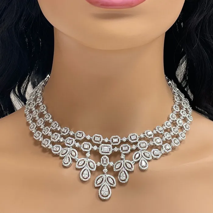 Beauvince Legacy Halo Necklace and Earring Suite 32 ct Diamonds in White Gold Beauvince Necklaces