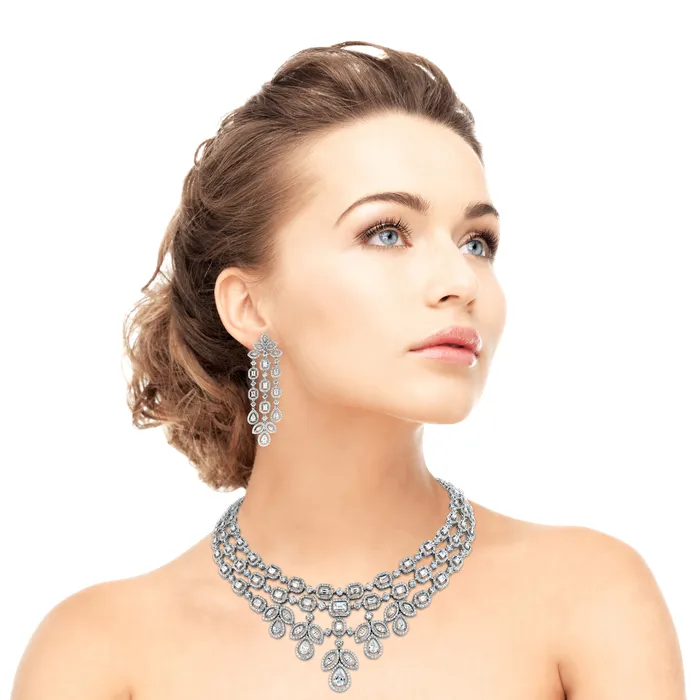 Beauvince Legacy Halo Necklace and Earring Suite 32 ct Diamonds in White Gold Beauvince Necklaces