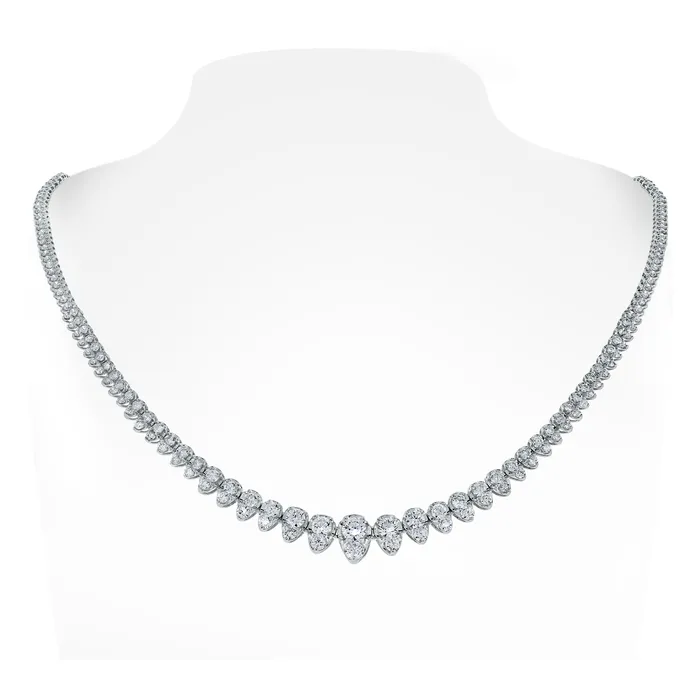 Beauvince Necklaces Graduated Pears Tennis Necklace 515 Diamonds in White Gold Beauvince Necklaces Graduated Pears Tennis Necklace 515 Diamonds in White Gold