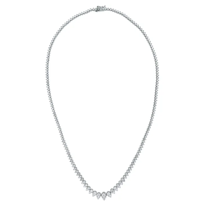Beauvince Necklaces Graduated Pears Tennis Necklace 515 Diamonds in White Gold