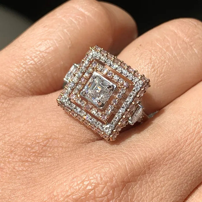 Beauvince Rings Trina Geometric Halo Diamond Ring 202 ct Diamonds in Gold