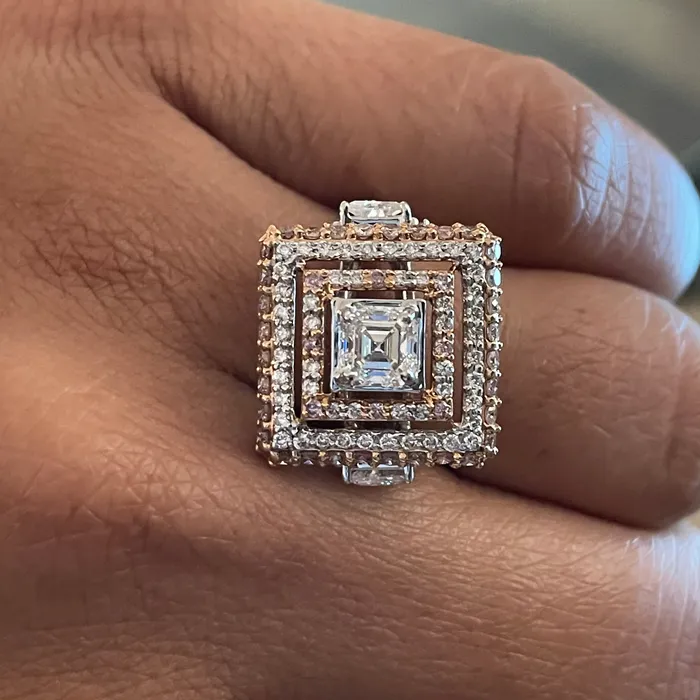 Beauvince Rings Trina Geometric Halo Diamond Ring 202 ct Diamonds in Gold