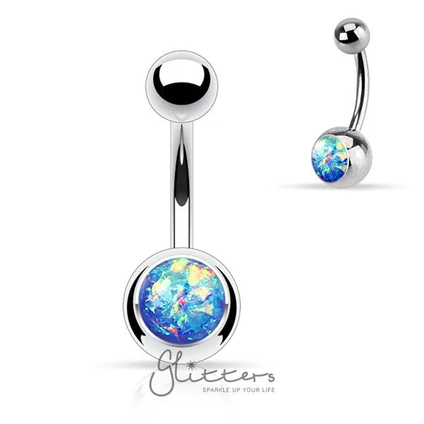 Blue Opal Glitter Set 316L Surgical Steel Belly Button Ring Glitters Rings