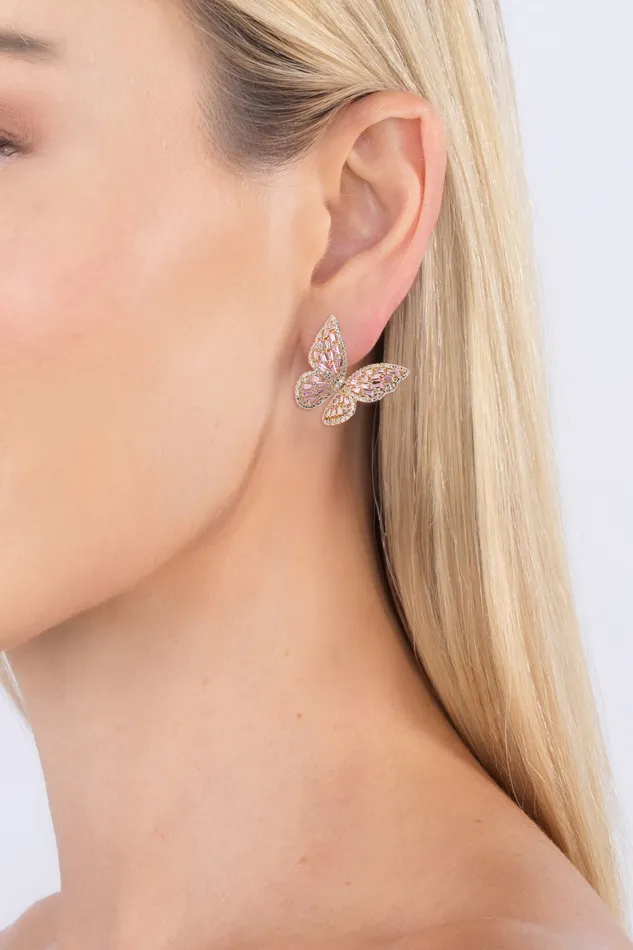 Butterfly CZ Drop Earrings Eye Candy LA Earrings
