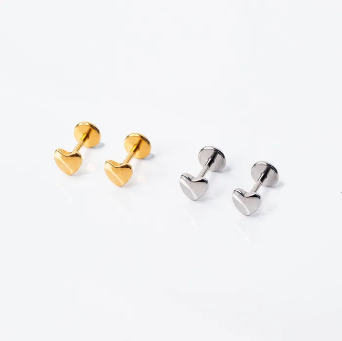 Cece Puffed Heart Titanium Flat Back Sleeper Earrings Grayling Earrings