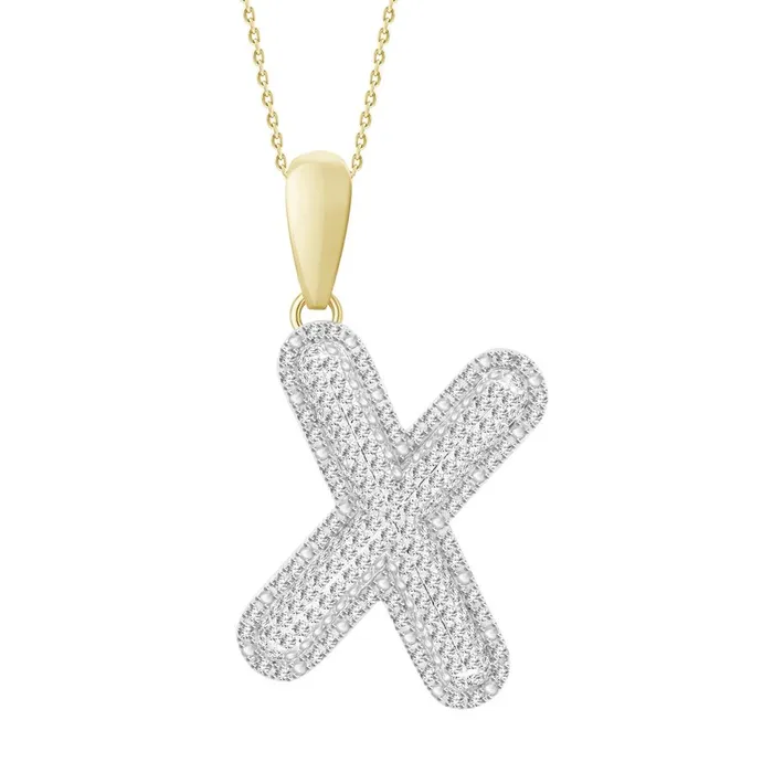 Charm Necklaces AV MENS CHARM 040CT ROUND DIAMOND 10K YELLOW GOLD