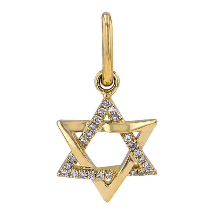 Charm Necklaces Izakov Diamonds Fine Jewelry 14K Gold Half Pave Diamond Star of David Charm Charm Necklaces Izakov Diamonds Fine Jewelry 14K Gold Half Pave Diamond Star of David Charm