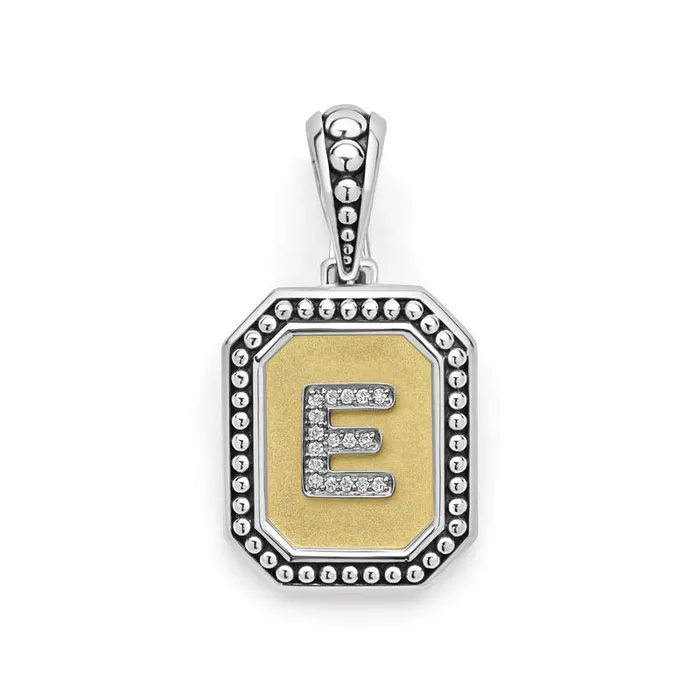 Charm Necklaces LAGOS Signature Caviar Octagon Diamond E Initial Charm