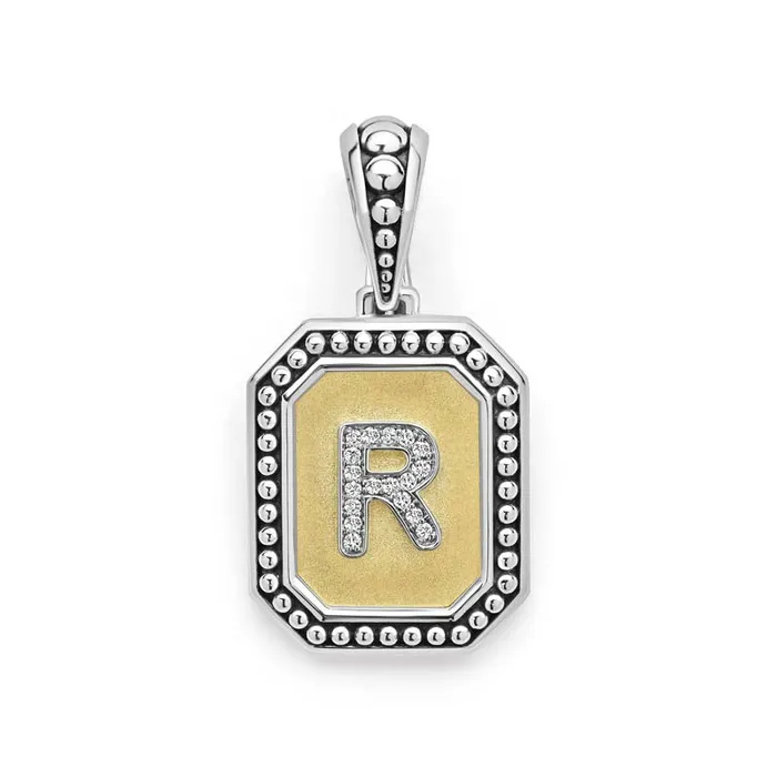 Charm Necklaces LAGOS Signature Caviar Octagon Diamond R Initial Charm