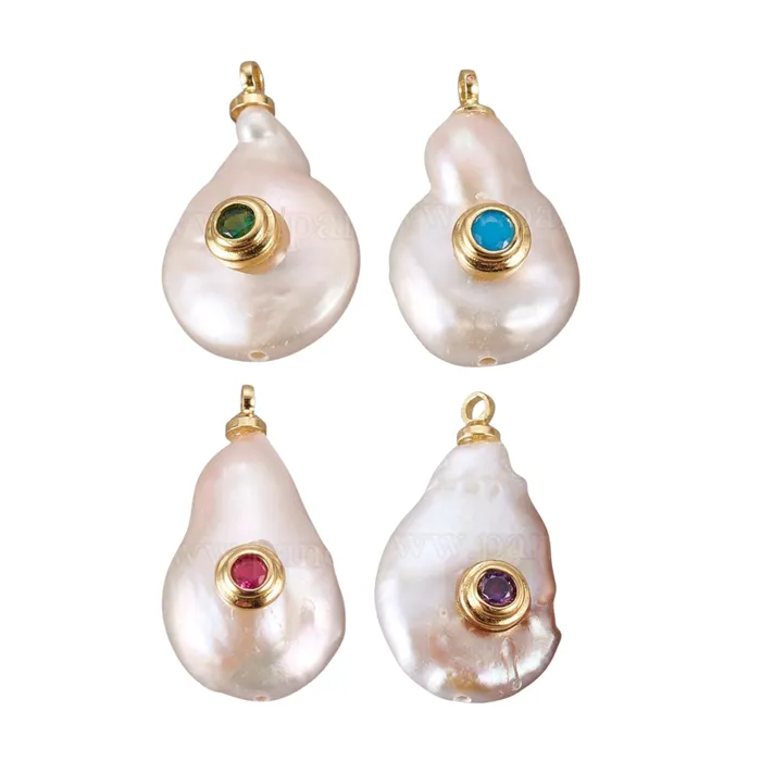 Charm Necklaces pau jewelry Color dot fresh water pearl charm