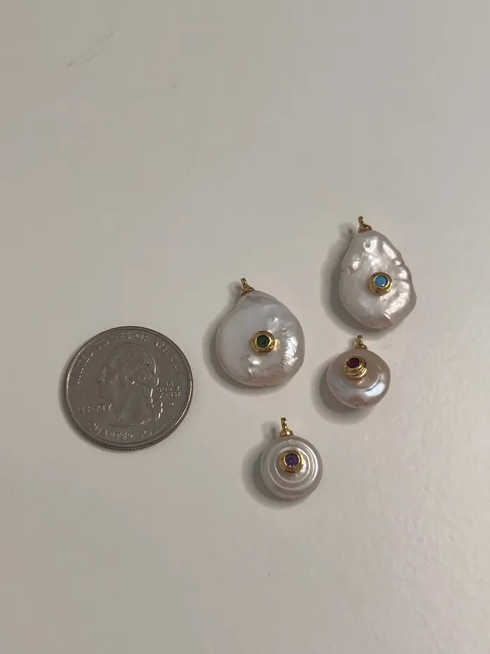 Charm Necklaces pau jewelry Color dot fresh water pearl charm Charm Necklaces pau jewelry Color dot fresh water pearl charm