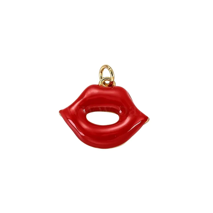 Charm Necklaces pau jewelry Red lips charm