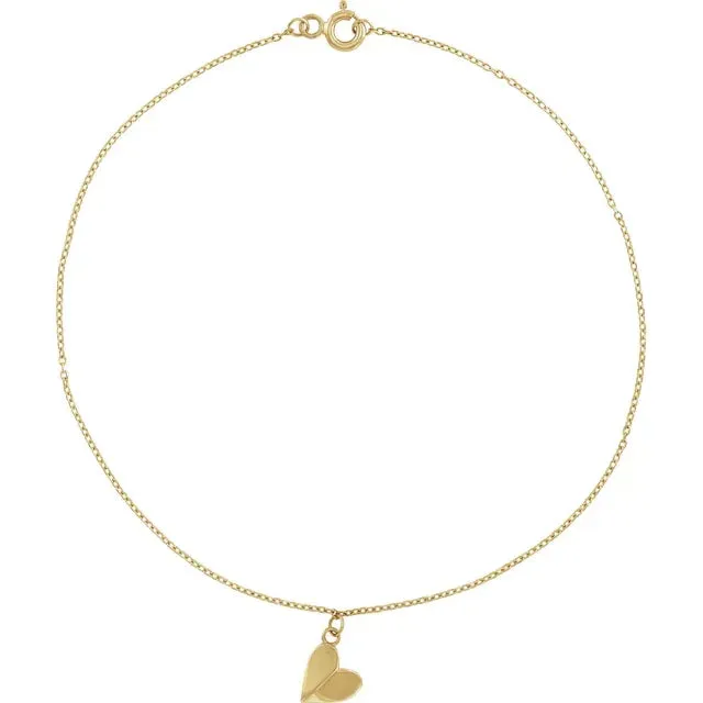 Charm Necklaces Storyteller by Vintage Magnality Anklet Heart Charm Pendant 9 Solid 14K Yellow Gold