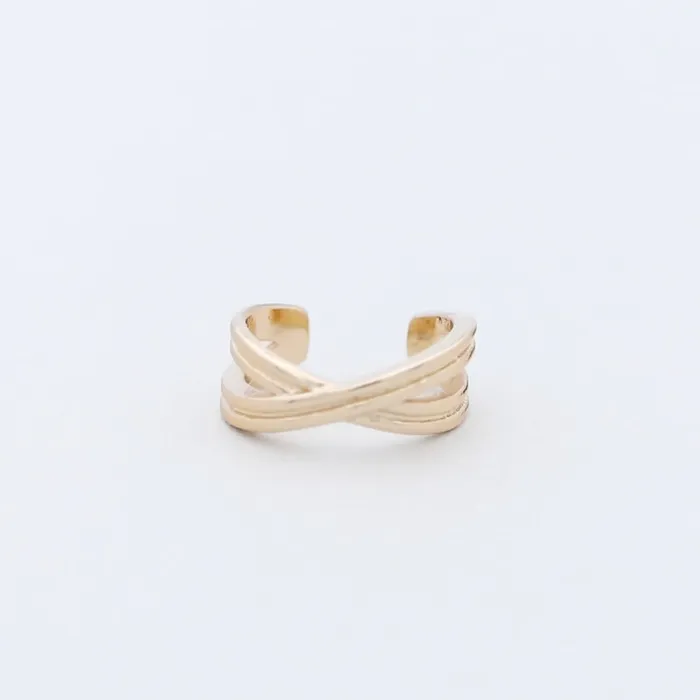 Cross Lines Ear Cuff Gold Glitters Earrings