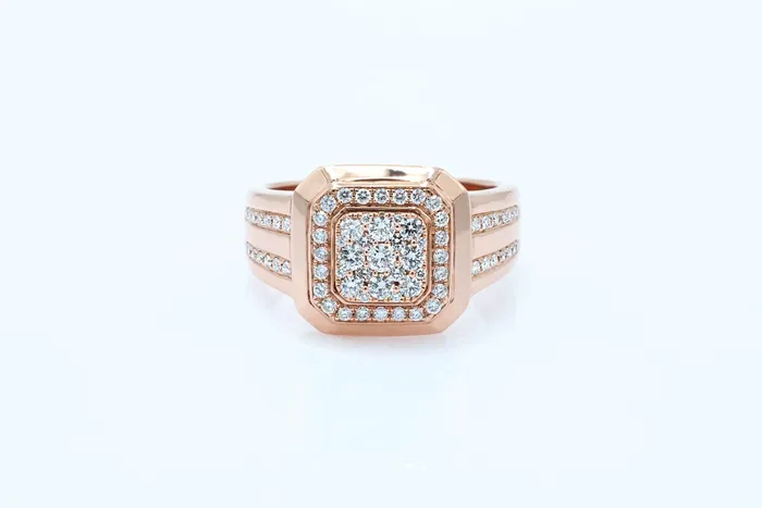 Crown Jewels Coin 34 ct Rose Gold Mens Diamond Ring Rings