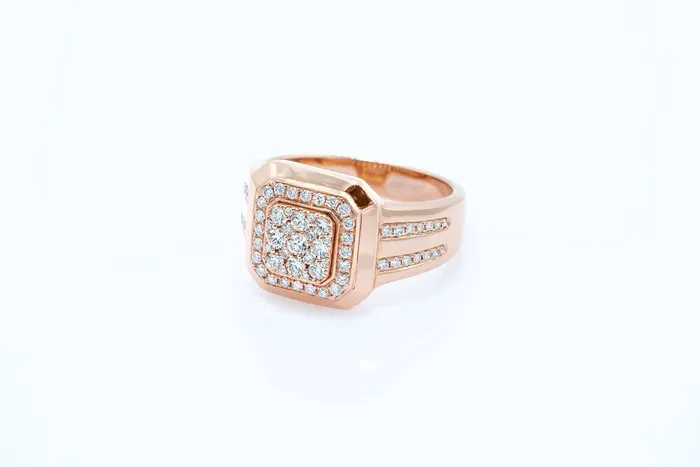 Crown Jewels Coin 34 ct Rose Gold Mens Diamond Ring Rings