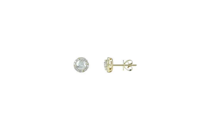 Crown Jewels Coin Earrings 1 ctw Halo Diamond Stud Earrings