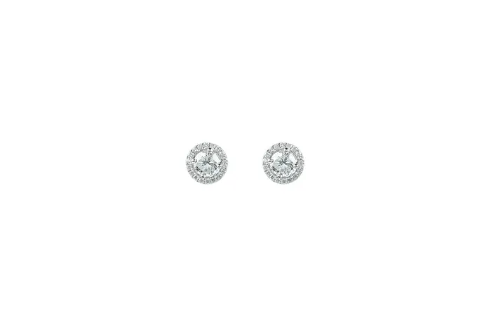 Crown Jewels Coin Earrings 1 ctw Halo Diamond Stud Earrings