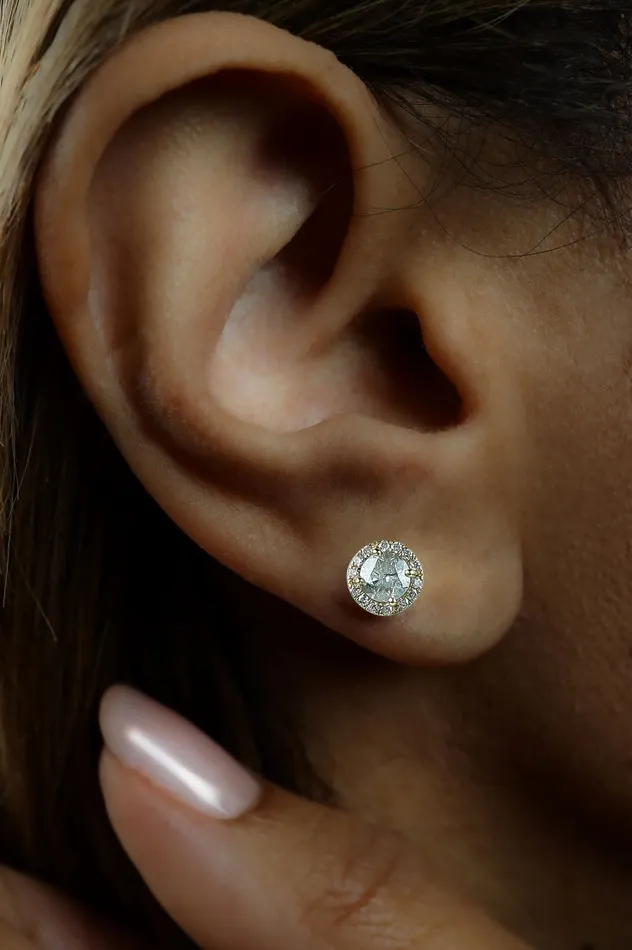 Crown Jewels Coin Earrings 1 ctw Halo Diamond Stud Earrings