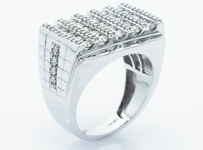 Crown Jewels Coin Mens 3 ct Diamond Ring White Gold Rings