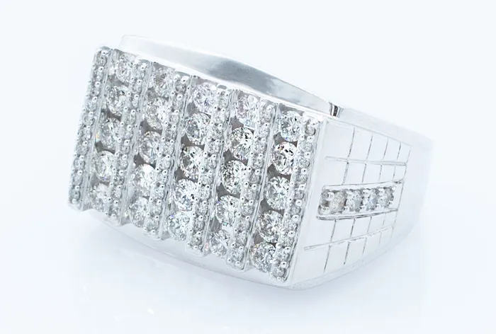 Crown Jewels Coin Mens 3 ct Diamond Ring White Gold Rings