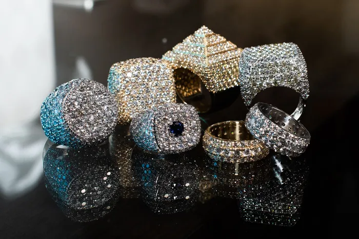 Crown Jewels Coin Rings 3Row Pave Diamond Eternity Ring