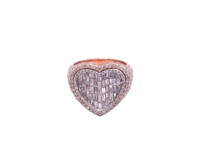 Crown Jewels Coin Rings Baguette Diamond Heart Ring