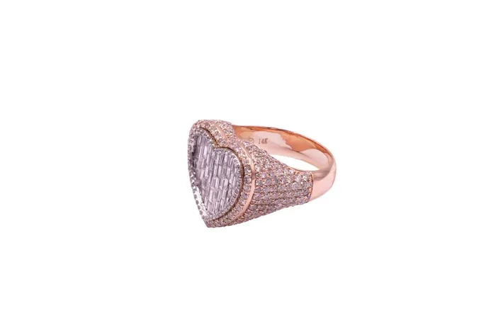 Crown Jewels Coin Rings Baguette Diamond Heart Ring