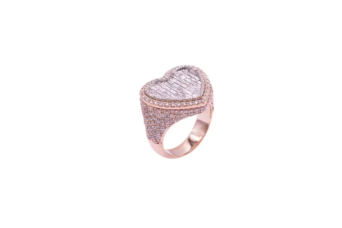 Crown Jewels Coin Rings Baguette Diamond Heart Ring