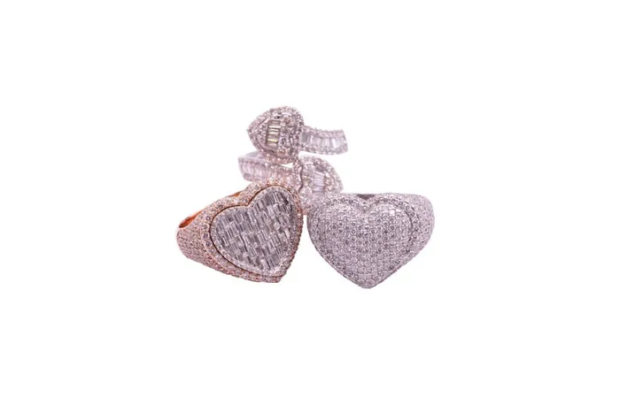 Crown Jewels Coin Rings Baguette Diamond Heart Ring