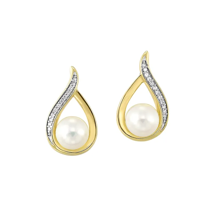 Earrings 14K Yellow Gold 205ctw Diamonds and Pearl Earrings GEMS ONE CORPRATION Earrings 14K Yellow Gold 205ctw Diamonds and Pearl Earrings GEMS ONE CORPRATION