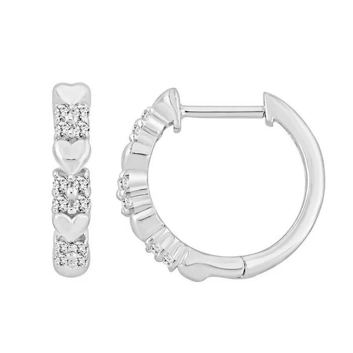 Earrings AV HOOPS EARRINGS 020CT ROUND DIAMOND 10K WHITE GOLD