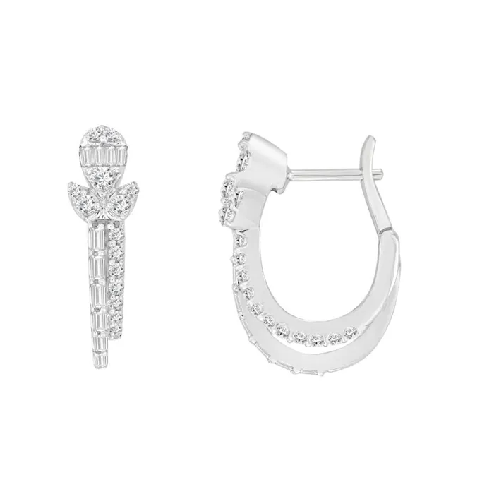 Earrings AV LADIES EARRINGS 050CT ROUNDBAGUETTE DIAMOND 14K WHITE GOLD