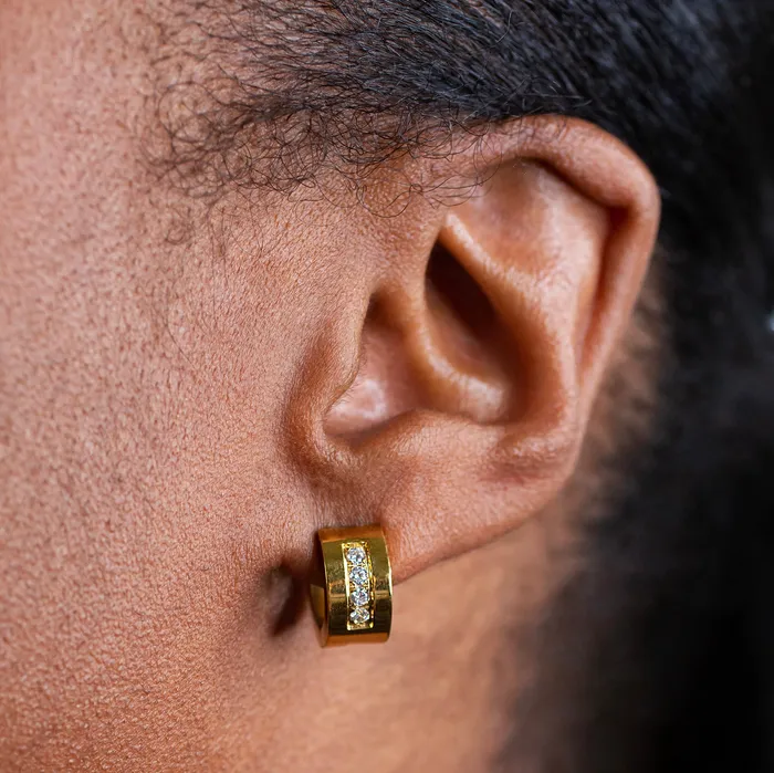 Earrings Crystal Channel Tire Huggie Earrings Pair Grayling