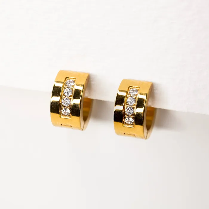 Earrings Crystal Channel Tire Huggie Earrings Pair Grayling