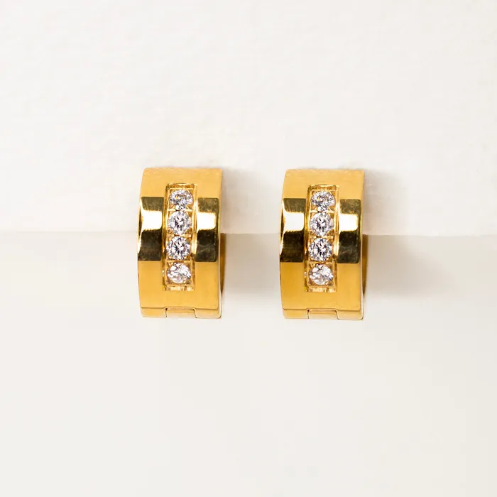 Earrings Crystal Channel Tire Huggie Earrings Pair Grayling