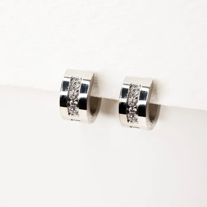 Earrings Crystal Channel Tire Huggie Earrings Pair Grayling