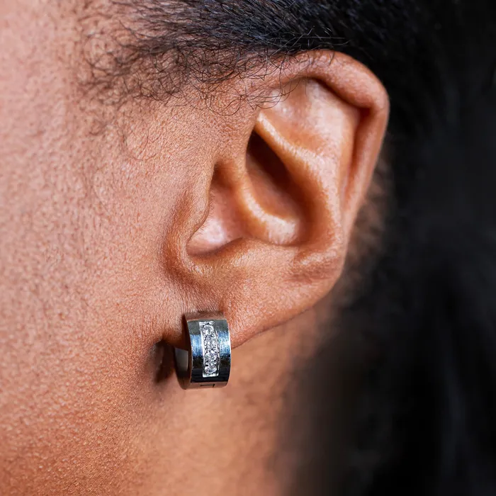 Earrings Crystal Channel Tire Huggie Earrings Pair Grayling