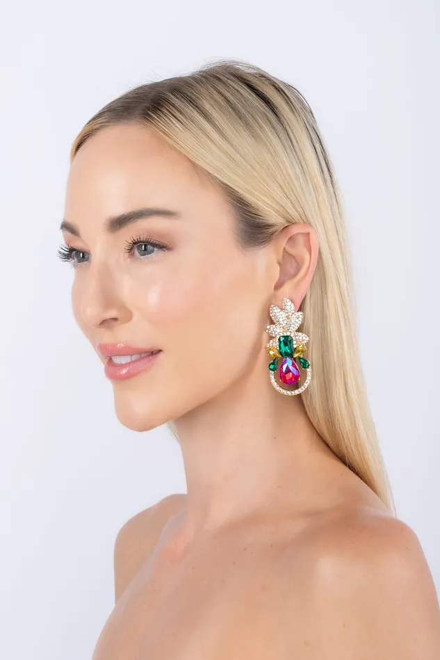 Earrings Eye Candy LA Golden Leaf Drop Earring