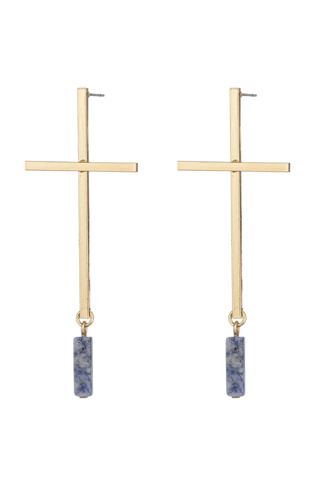 Earrings Eye Candy LA Natalie Cross Lapis Earrings