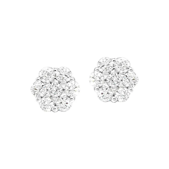Earrings GEMS ONE CORPRATION 14K White Gold 10ctw Contemporary Cluster Style Diamond Earrings Earrings GEMS ONE CORPRATION 14K White Gold 10ctw Contemporary Cluster Style Diamond Earrings