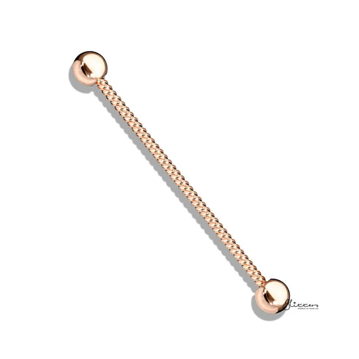 Earrings Glitters 14GA 316L Surgical Steel Twisted Rope Industrial Barbells Rose Gold Earrings Glitters 14GA 316L Surgical Steel Twisted Rope Industrial Barbells Rose Gold