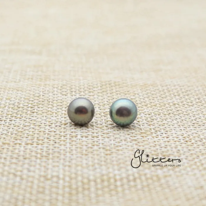 Earrings Glitters Black Cultured Freshwater Pearl with Sterling Silver Post Womens Stud Earrings 7mm 8mm Earrings Glitters Black Cultured Freshwater Pearl with Sterling Silver Post Womens Stud Earrings 7mm 8mm