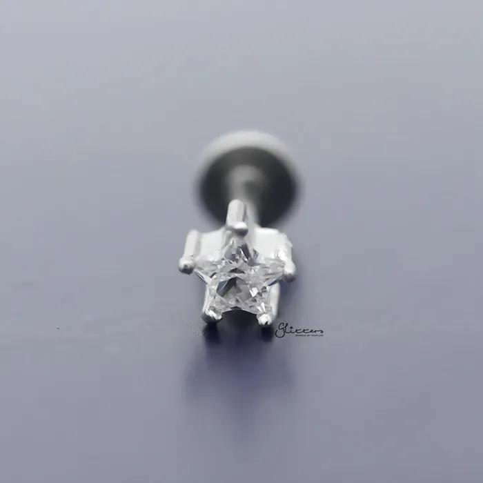 Earrings Glitters CZ Star Shape Tragus Cartilage Earring Ball End Flat Back
