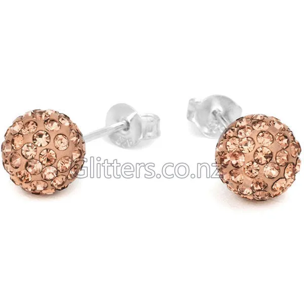 Earrings Glitters Peach Colour Crystal Ferido Disco Ball Stud Earrings