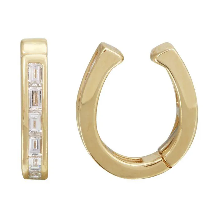 Earrings Izakov Diamonds Fine Jewelry 14K Gold Baguette Diamond Cuff Earring